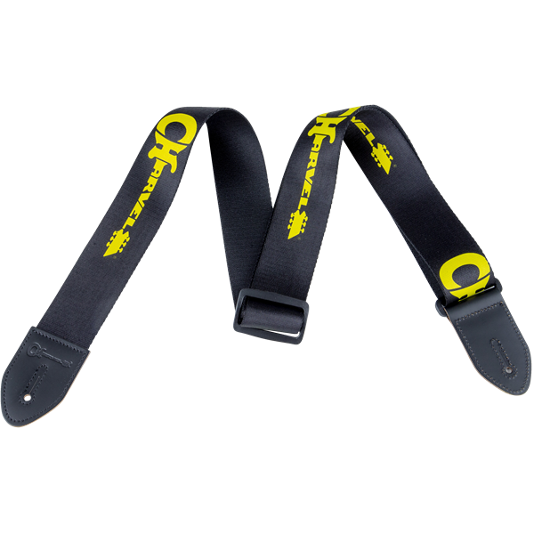 Black Strap with Yellow Logo by Charvel® | Polyester instrument strap | Adjustable Length