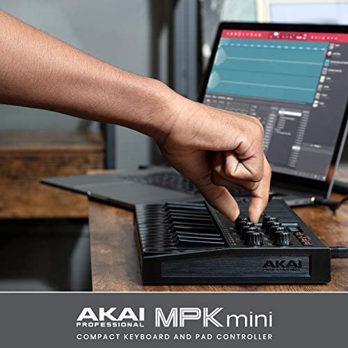 MPK Mini MK3 Black от Akai Professional | 25 клавишен USB MIDI Контролер | 8 MPC Падове с подсветка | 8 Енкодера | Включен софтуер