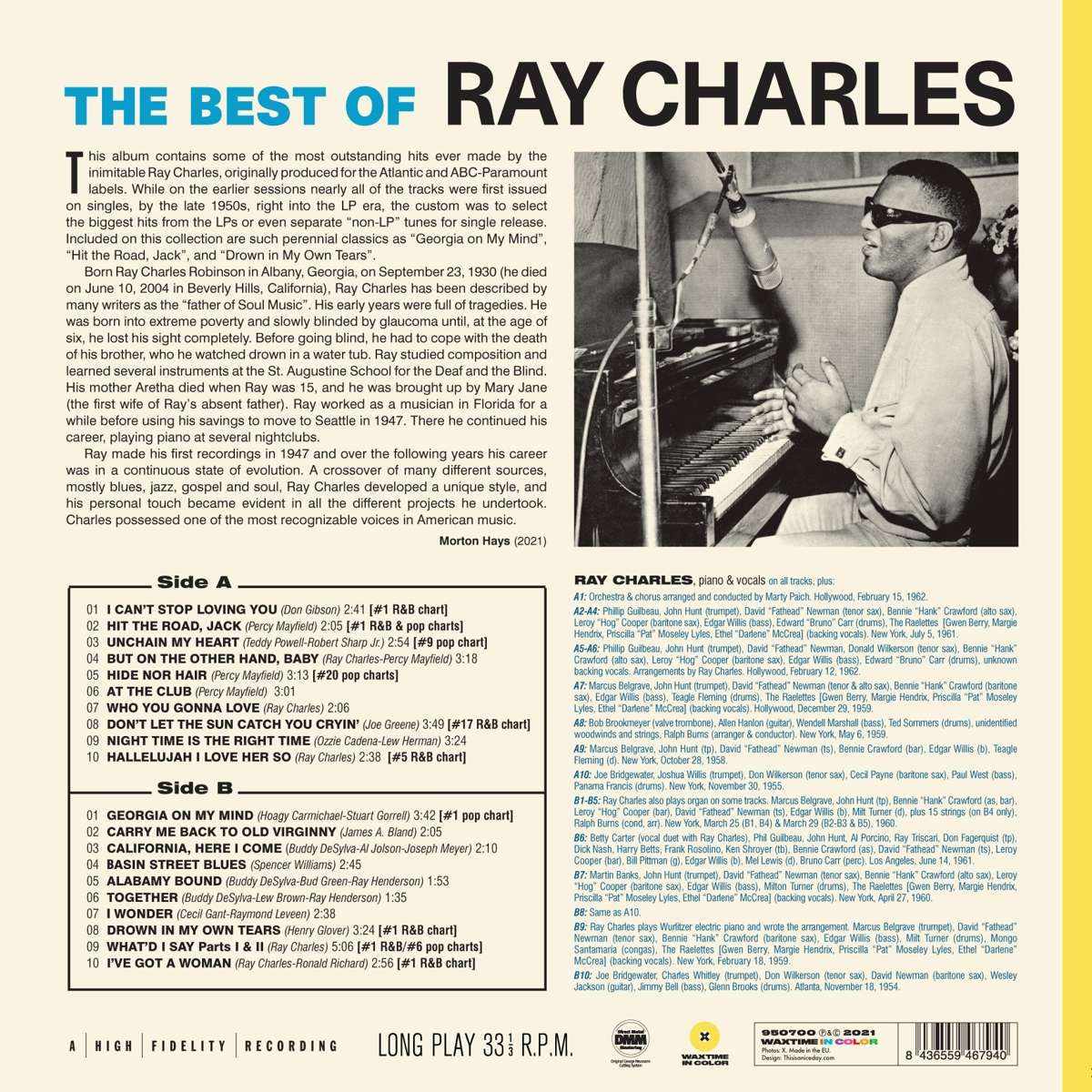 Ray Charles: The Best Of Ray Charles | 180g | Limited Edition | Yellow Vinyl | LP | Vinyl Record