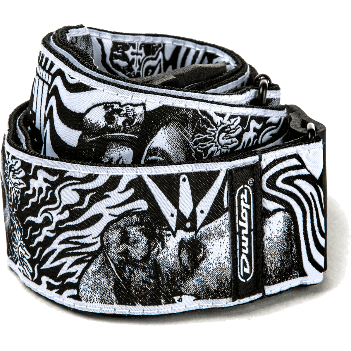 ILoveDust Skulls Jacquard Guitar Strap ILD04 Black & White Skulls by Dunlop
