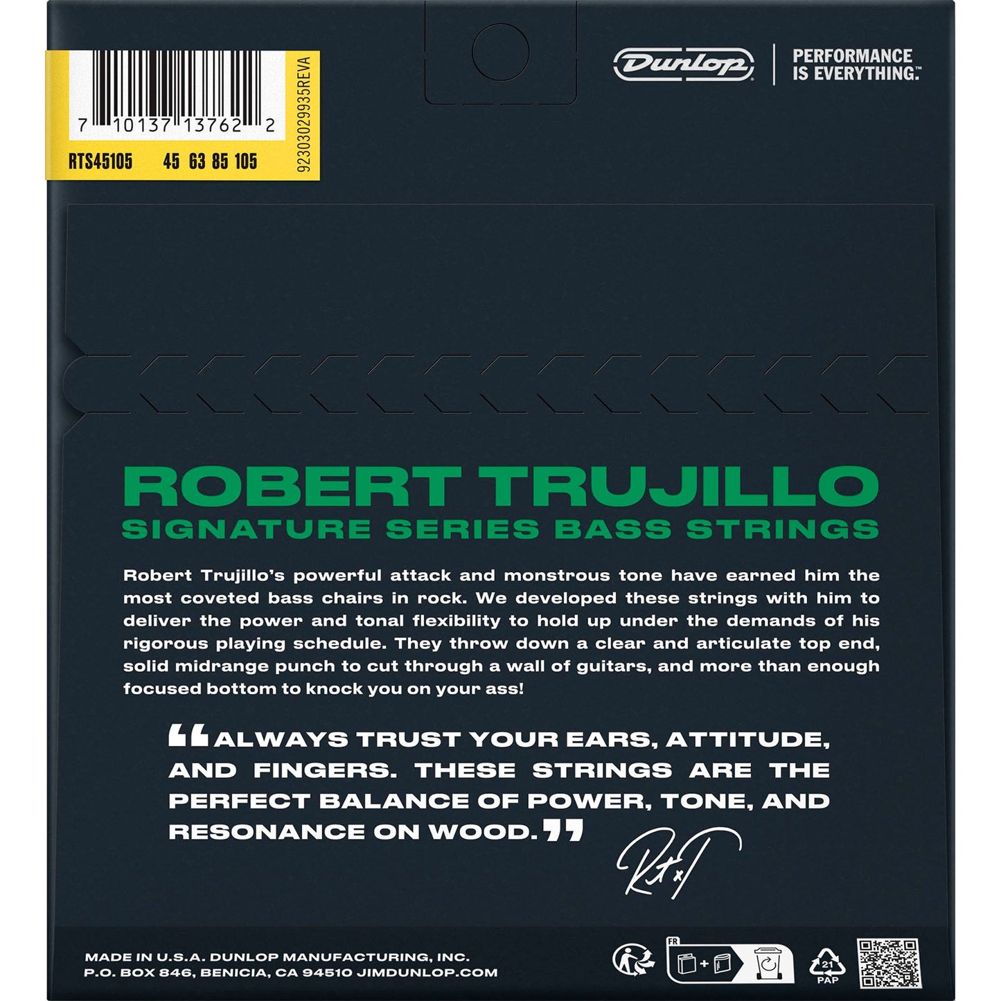 Dunlop Robert Trujillo Signature Electric Bass Guitar Strings 45-105 | Nickel Wound