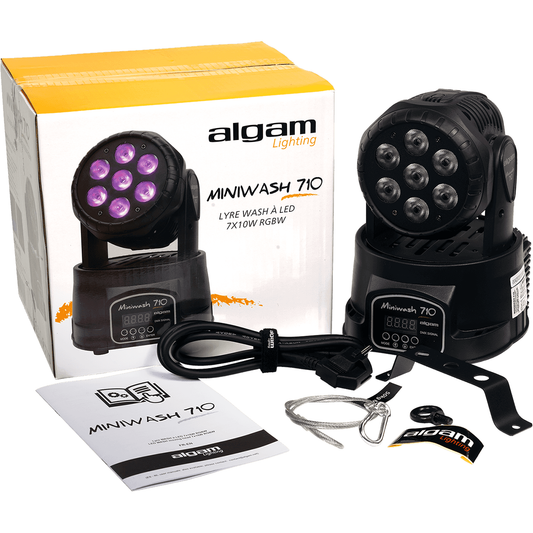 Mini Wash 710 Moving Head by Algam Lighting | DMX Control or Automatic Music Response Mode | Lyre Wash with 7 x 10W LEDs