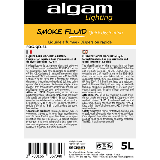 Algam Lighting Rapid Smoke Liquid | Quick Dispersion 5L | LSF FOG-QD-5L
