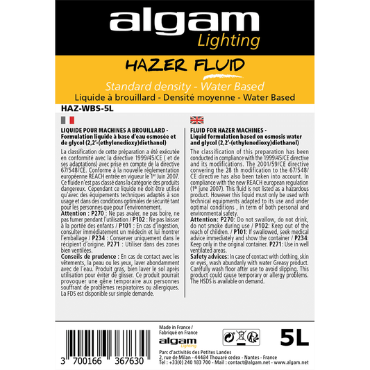 Algam Lighting | Fog Liquid Standard Density | 5L | Water Based