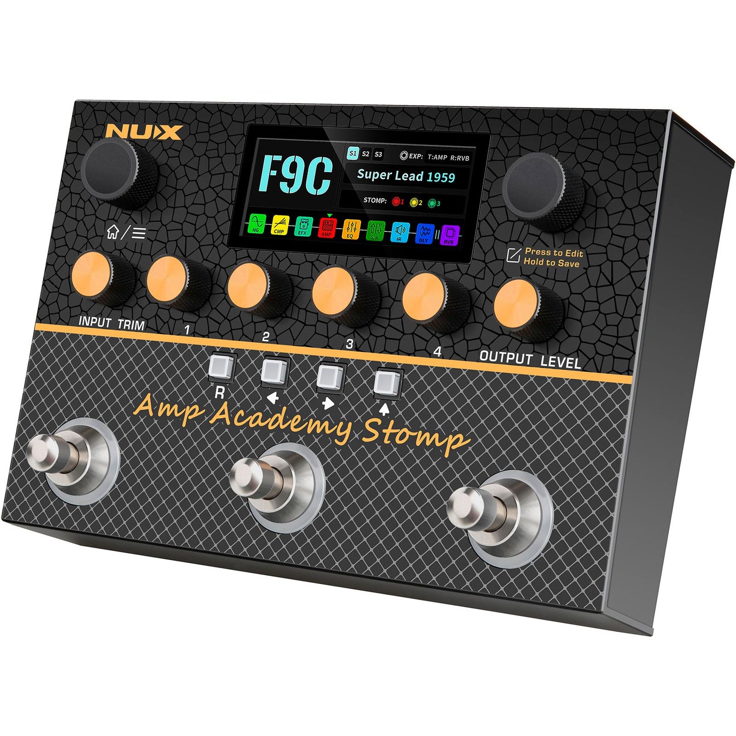 NUX Amp Academy Stomp Modeling Guitar Processor | Stereo Amp Modeler