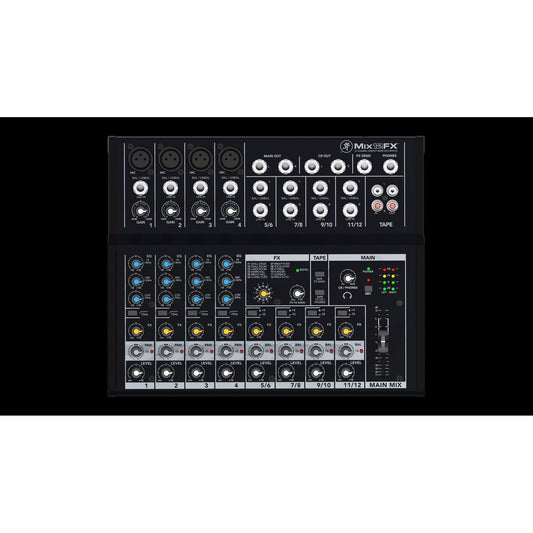 Mackie Mix12FX 12-channel Compact Mixer with Effects | 12-input Desktop Mixer with 4 Microphone Preamplifiers | 4 Stereo Channels | 3-band Equalizers | 1 Aux | Tape I/O | Separate Volume and Headphone Levels | SMK MIX12FX