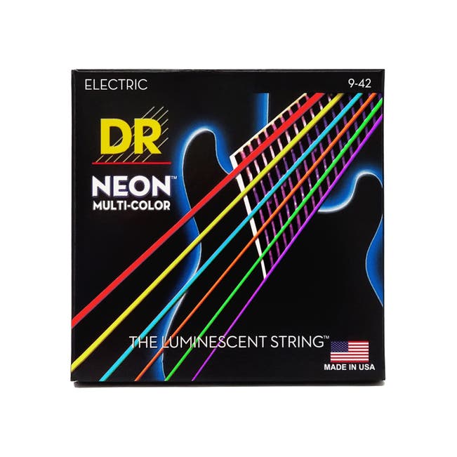 Neon Multi-Color Strings for Electric Guitar by DR Strings | 9-42 | Light