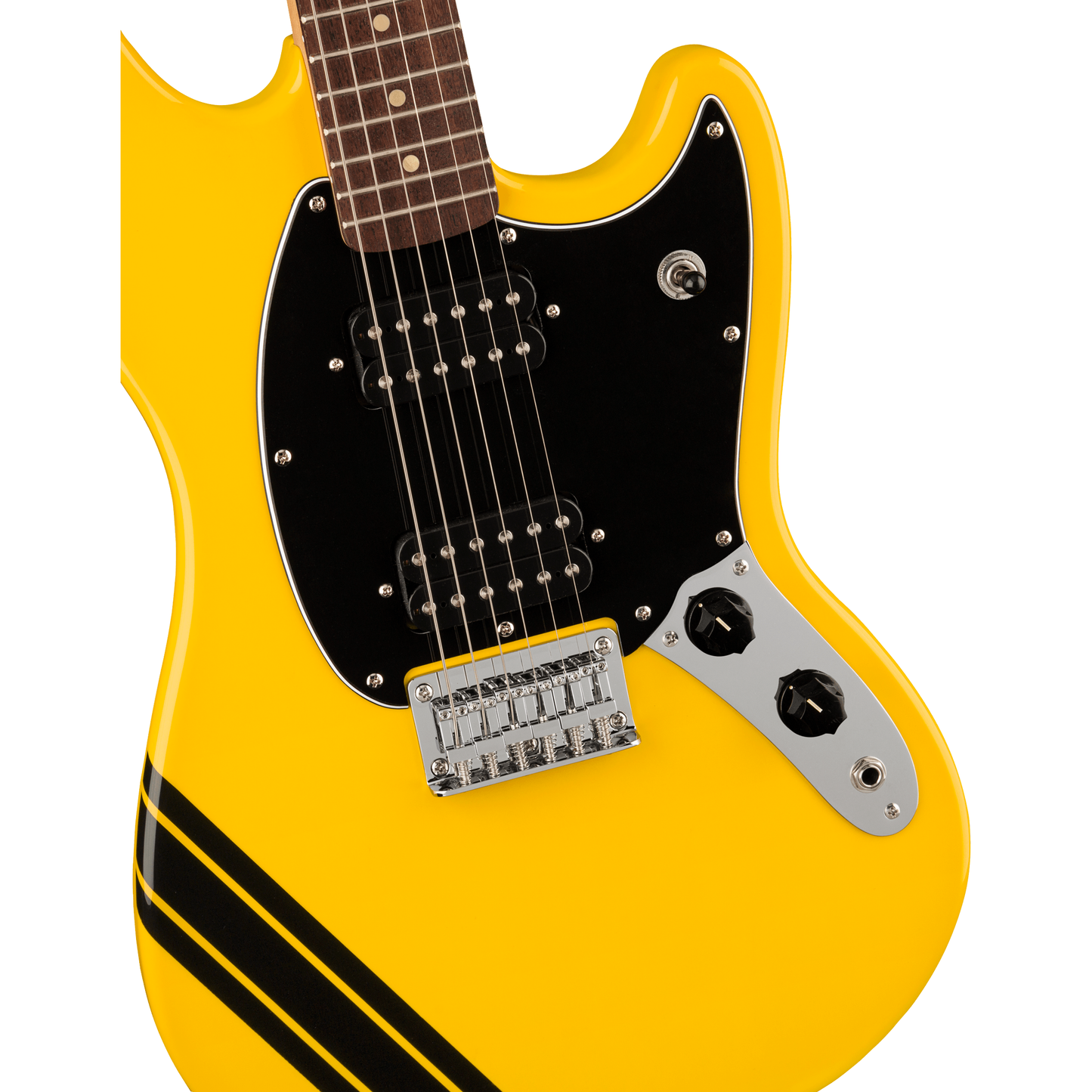 Fender SQ FSR Bullet Competition Mustang HH | Graffiti Yellow with Black Stripes | LIMITED EDITION