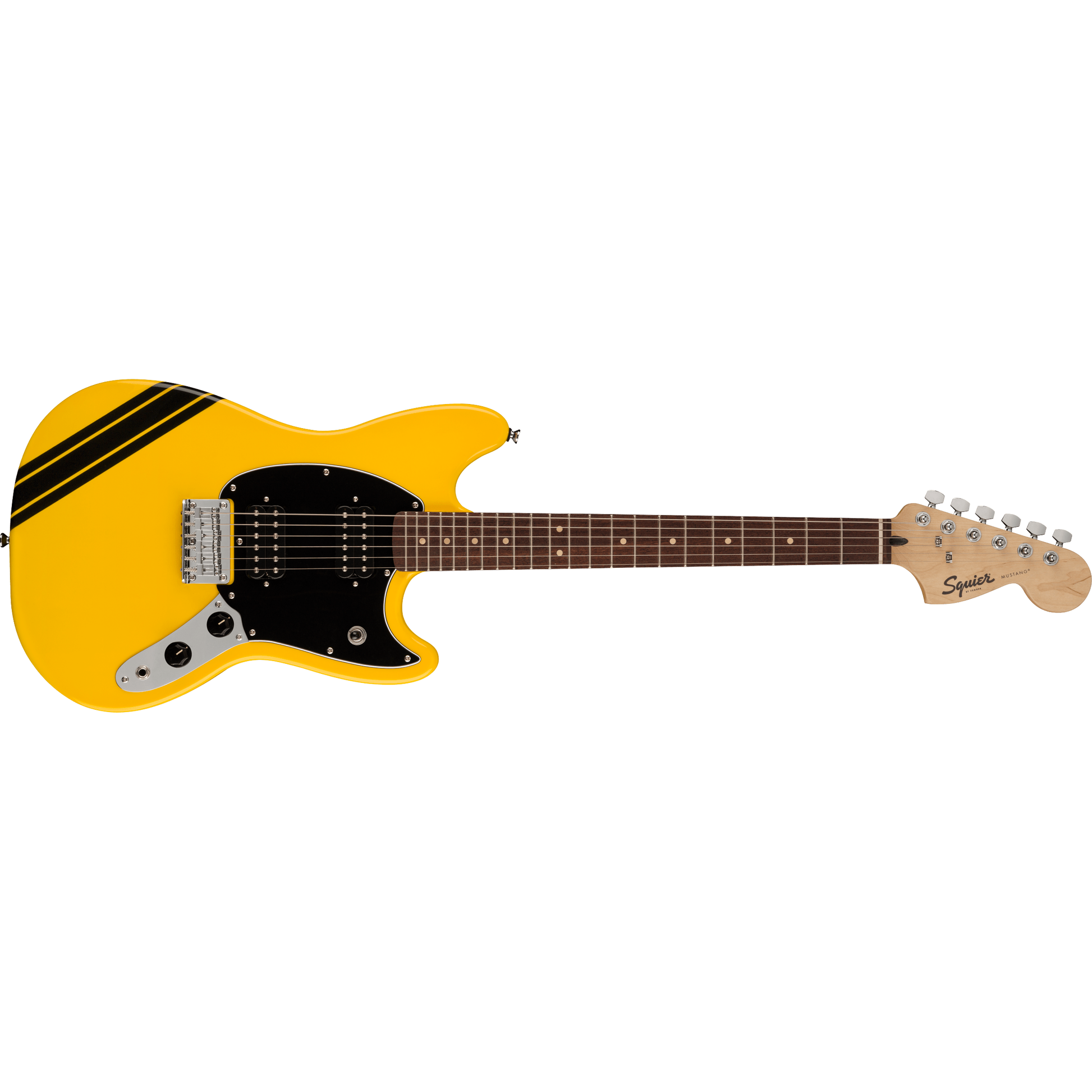Fender SQ FSR Bullet Competition Mustang HH | Graffiti Yellow with Black Stripes | LIMITED EDITION