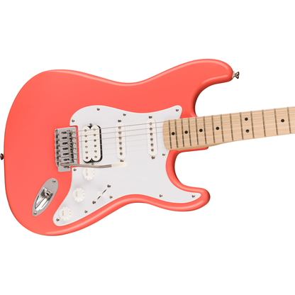 Squier Sonic Stratocaster HSS Electric Guitar | Maple Fingerboard | White Pickguard | Tahitian Coral