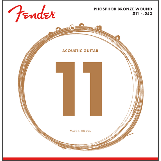 Fender 11-52 Phosphor Bronze Acoustic Guitar Strings | 60CL .011 -.052 | By Fender