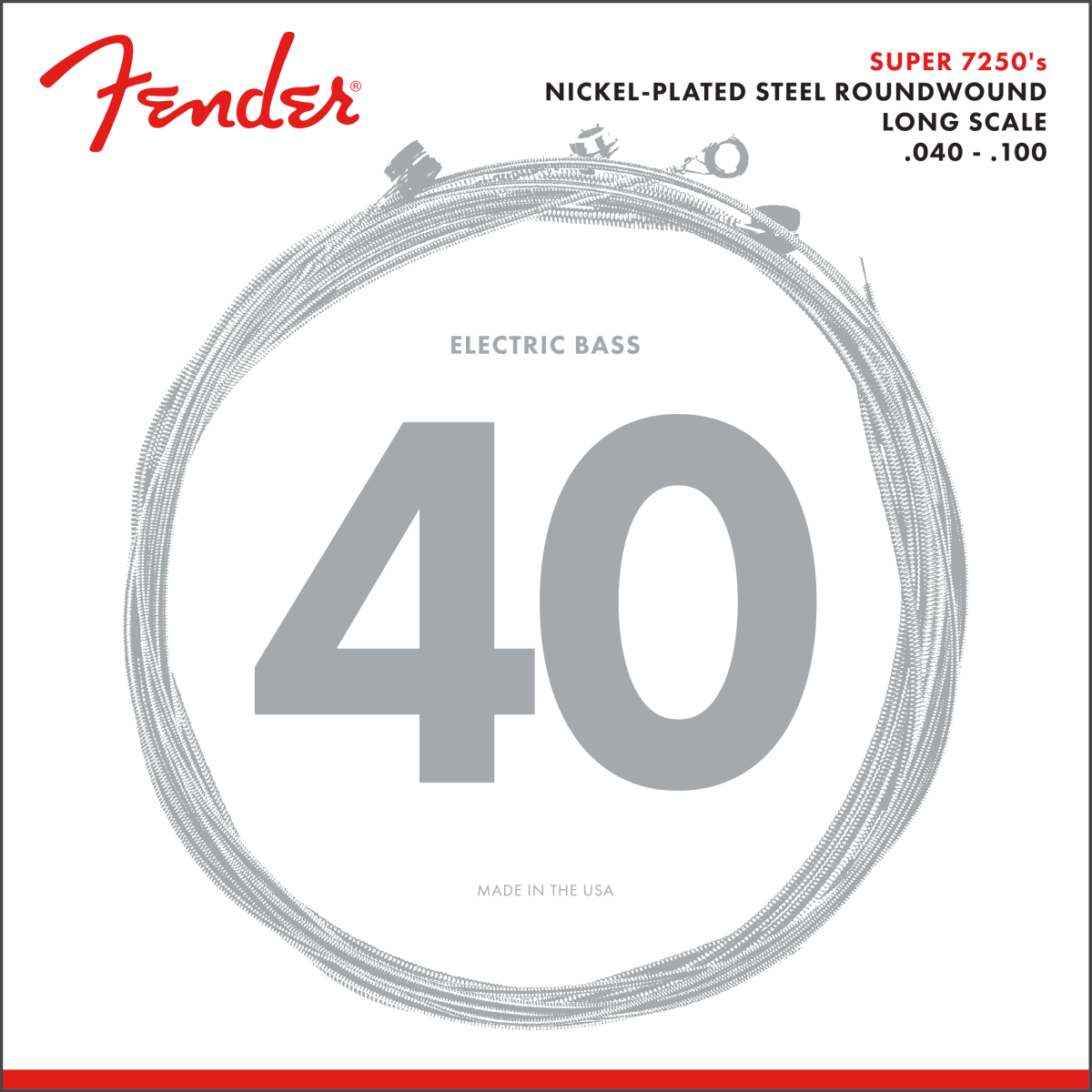Fender Super 7250’S Electric Bass Strings 40-100 | Nickel Plated Steel | Long Scale
