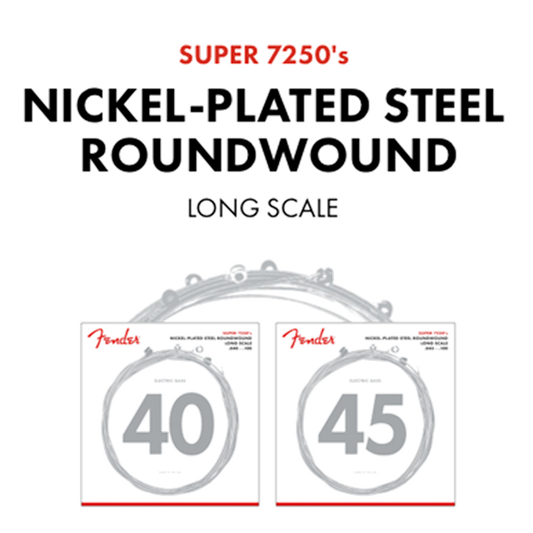 Fender Super 7250’S Electric Bass Strings 45-100 | Nickel Plated Steel | Long Scale