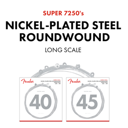 Fender Super 7250’S Electric Bass Strings 40-100 | Nickel Plated Steel | Long Scale