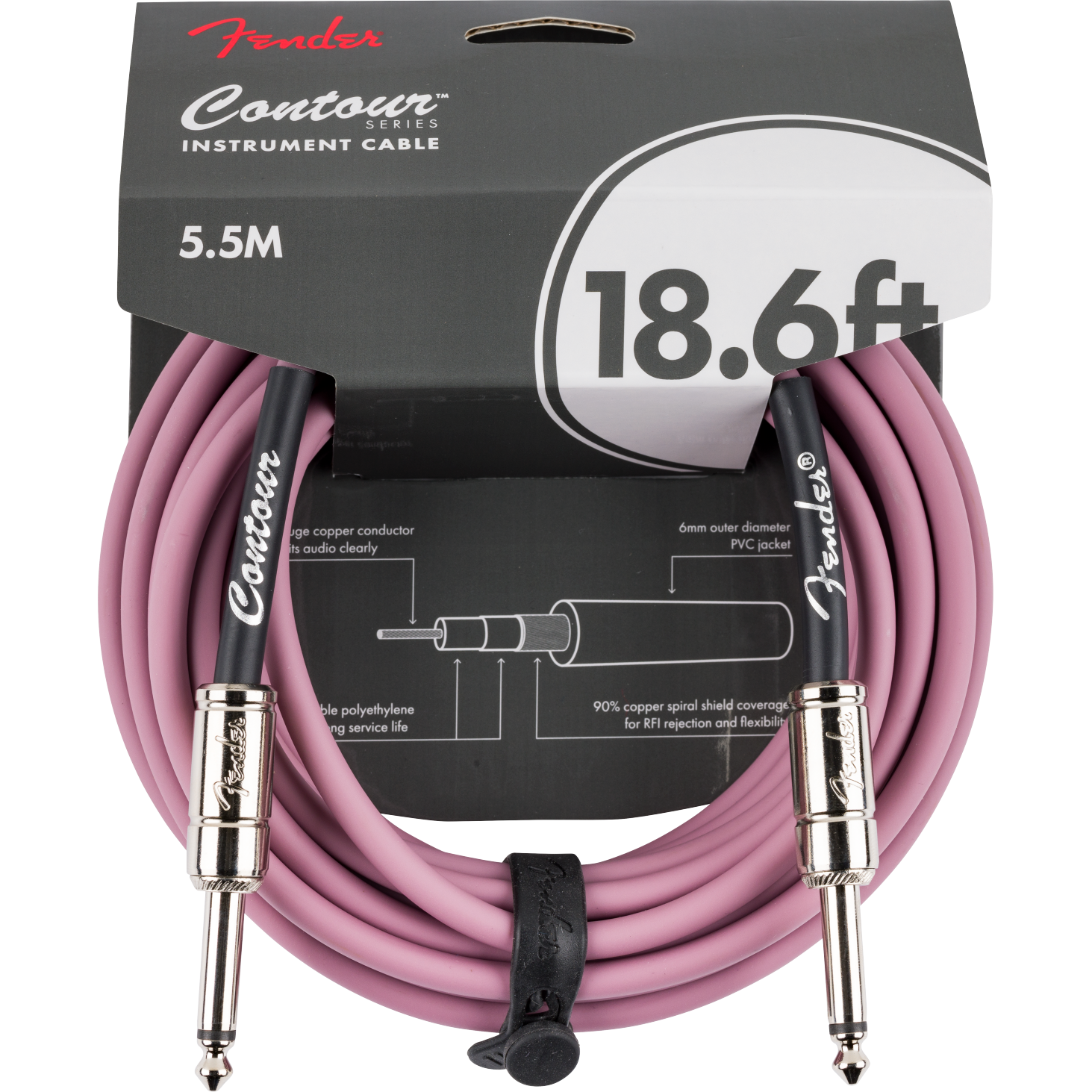 Fender Contour Series Instrument Cable 5.5m | Burgundy Mist
