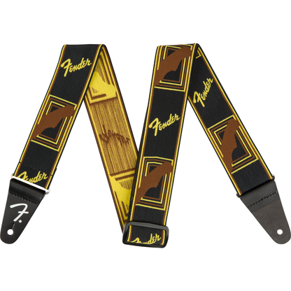 Weighless Monogram Guitar Strap by Fender | Black/Yellow/Brown