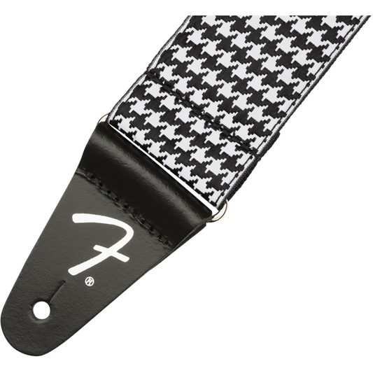 White Houndstooth Jacquard Strap by Fender | Polyester instrument strap | Adjustable Length