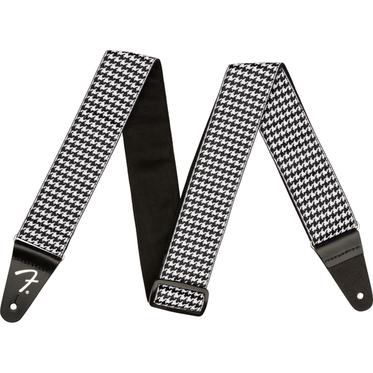 White Houndstooth Jacquard Strap by Fender | Polyester instrument strap | Adjustable Length