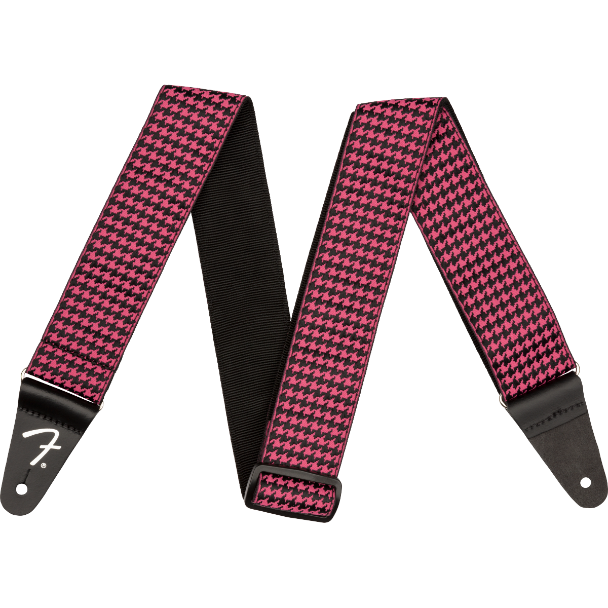 Pink Houndstooth Jacquard Strap by Fender | Polyester instrument strap | Adjustable Length