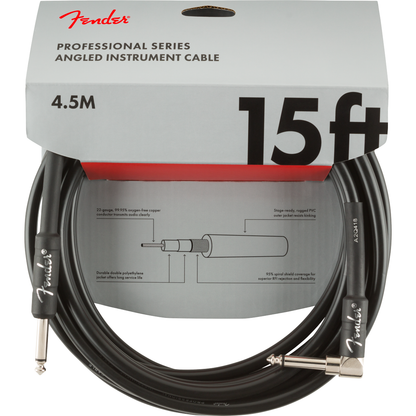Fender Professional Series Instrument Cable 4.5m | Angled Jack | Black