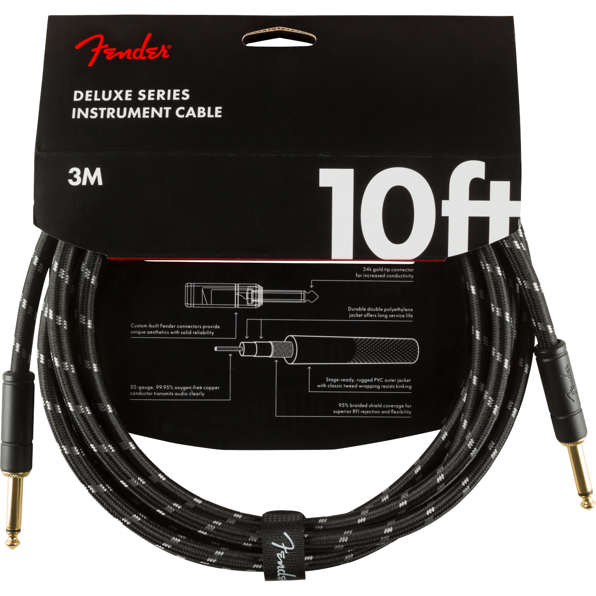 ​Fender | 3m Instrument Cable | Deluxe Series | Colour Black Tweed