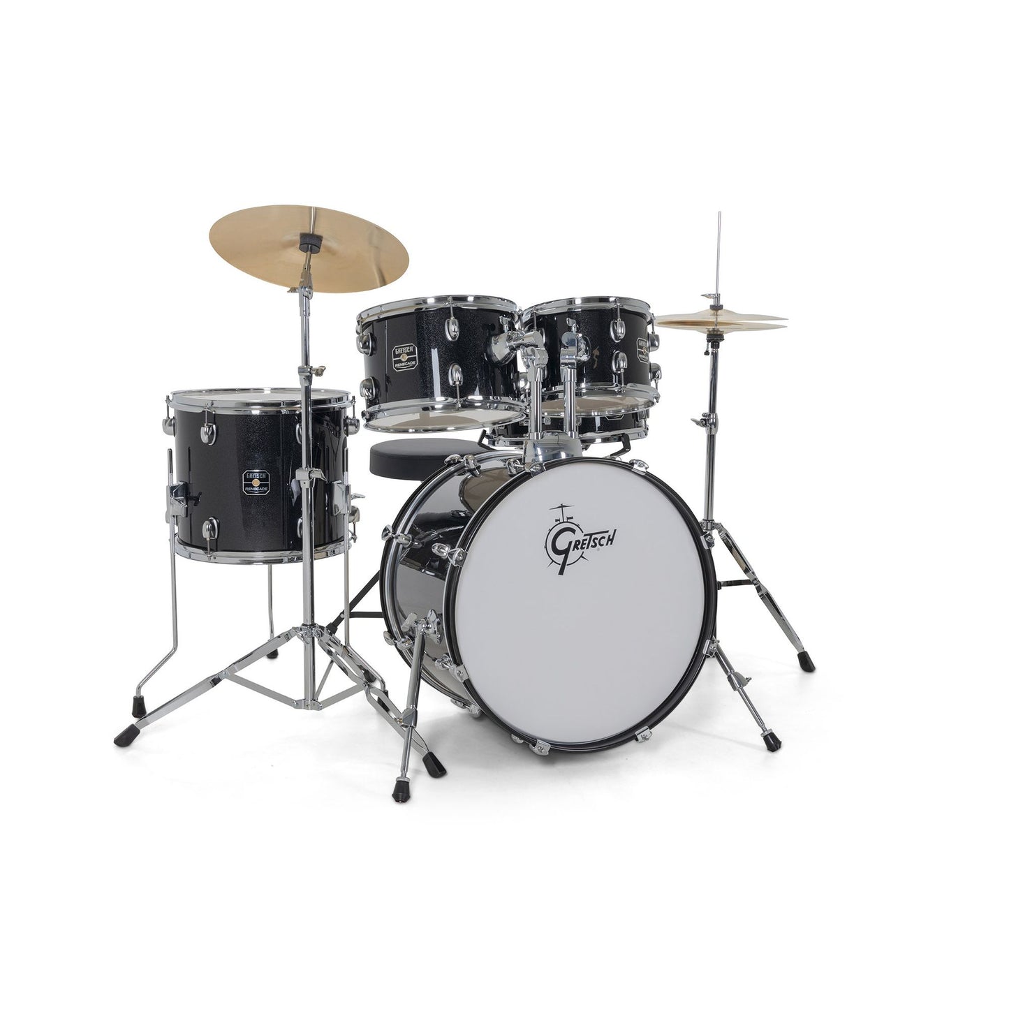 Gretsch Renegade Acoustic Drum Set | 10” and 12” Toms, 14” Floor Tom, 20” Kick Drum, 14” Snare Drum | Black Mist