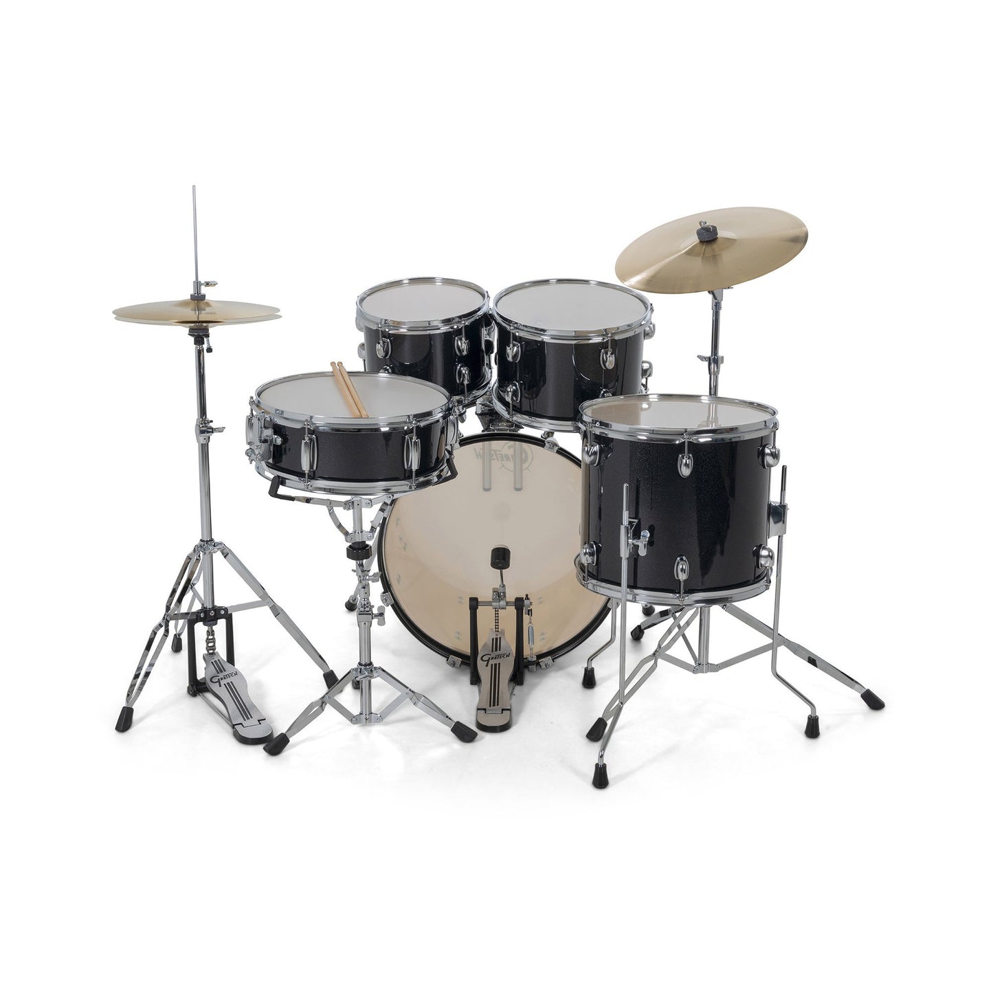 Gretsch Renegade Acoustic Drum Set | 10” and 12” Toms, 14” Floor Tom, 20” Kick Drum, 14” Snare Drum | Black Mist