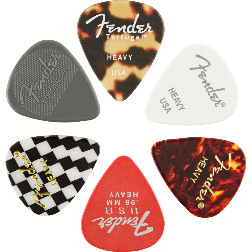 Fender 351 Material Medley Guitar Picks (6-Pack) | Made in the USA | Heavy | Assorted Materials