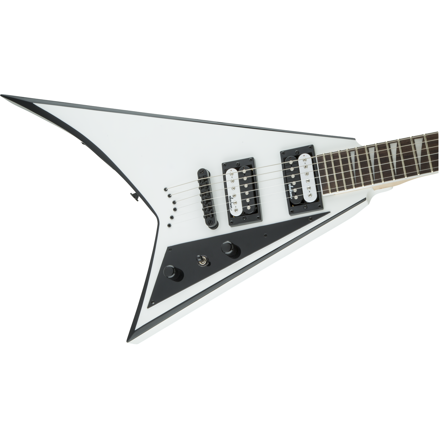 Jackson JS Series Rhoads JS32T Electric Guitar | White with Black Bevels | Jumbo Frets | High Output Pickups