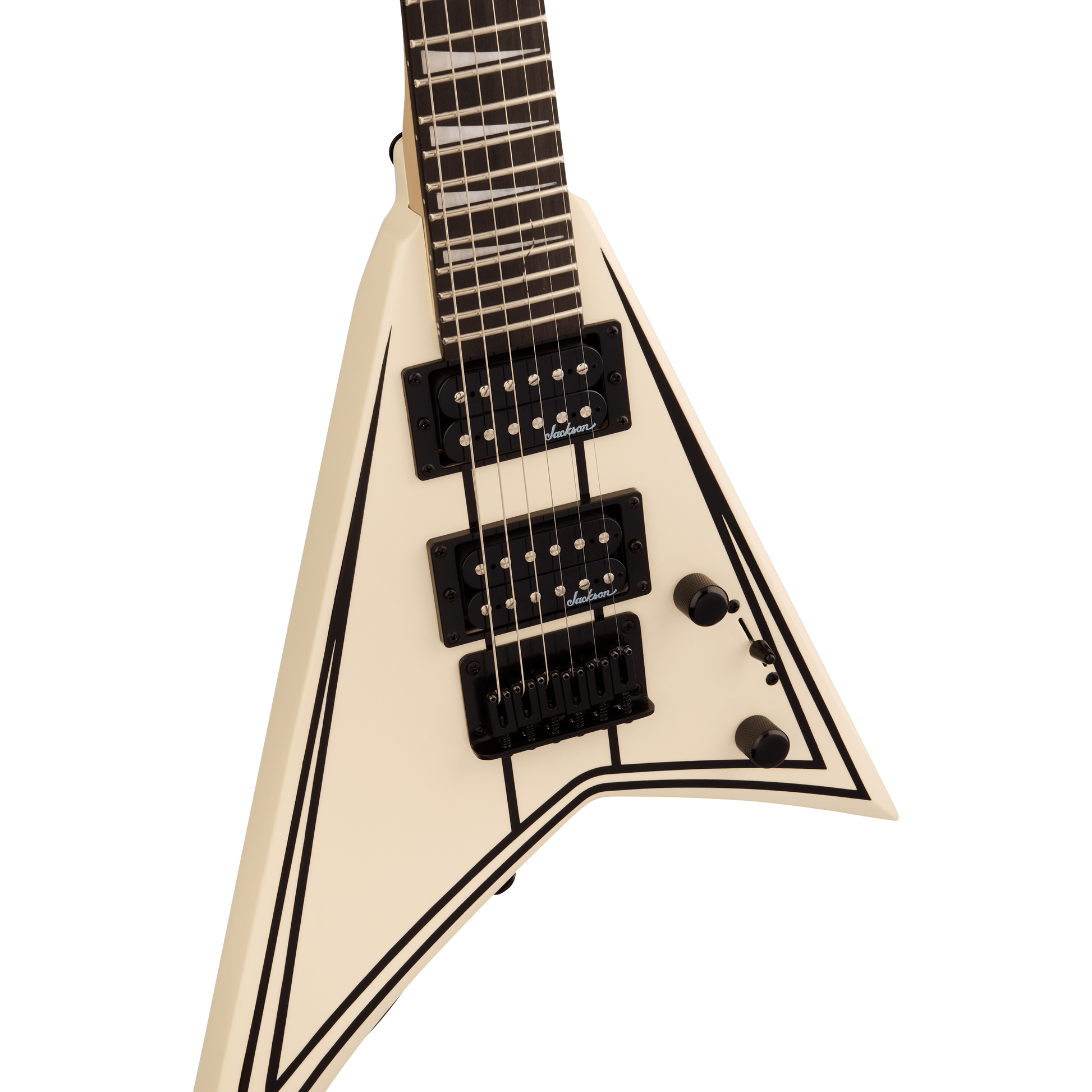 Jackson JS1XM RR Minion Electric Guitar | 2/3 Size | Amaranth Fingerboard | Snow White with Black Pin Stripes