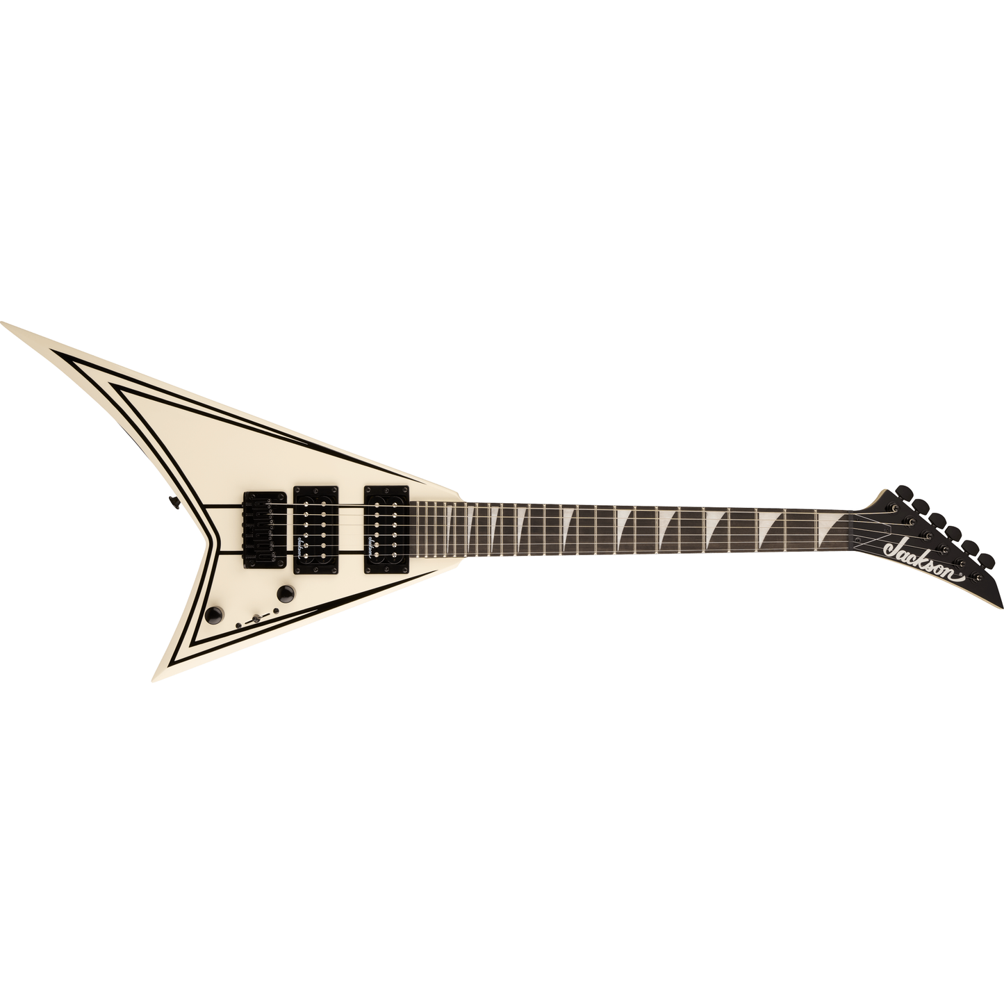 Jackson JS1XM RR Minion Electric Guitar | 2/3 Size | Amaranth Fingerboard | Snow White with Black Pin Stripes