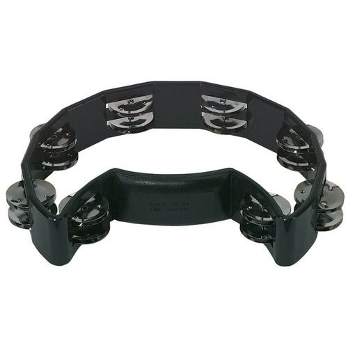 Half Moon Tambourine by Gewa | Black | 16 Pairs of Jingles | Loud Enough for Large Bands