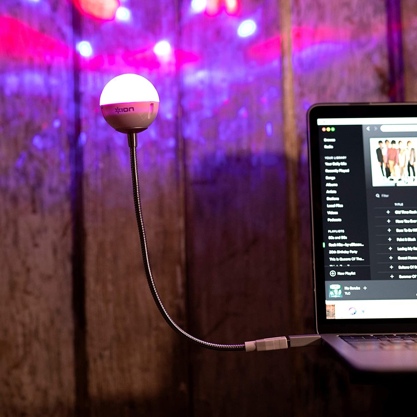 ION Audio Party Ball USB | Ultra-Compact USB Powered Party Light Display That Synchronises With Your Music – Perfect for Laptops, TVs
