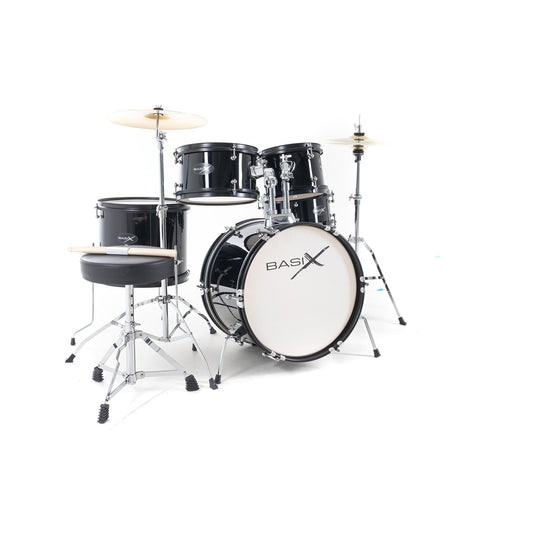Gewa Basix Acoustic Drum Kit for Kids | Drumsticks Included | Black
