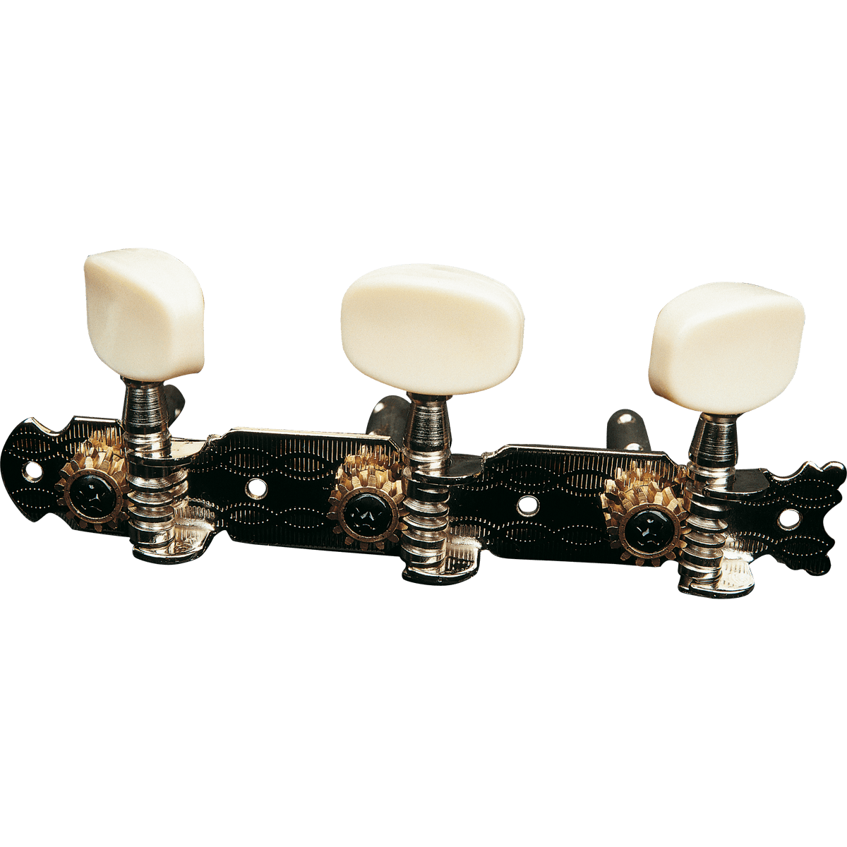 Machine heads, nickel w plastic button by Yellow Parts