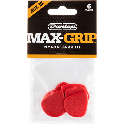 Nylon Jazz 3 Max Grip Guitar Picks by Dunlop | Bag of 6