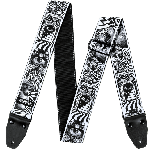 ​ILoveDust Skulls Jacquard Guitar Strap ILD04 Black & White Skulls by Dunlop