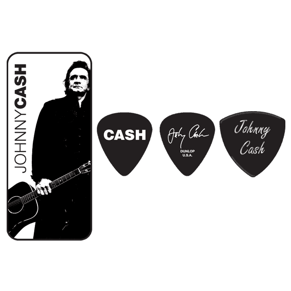 Johnny Cash Legend Guitar Pick Tin by Dunlop | 6 Plectrums in Collectors Tin | ADU JCPT02H