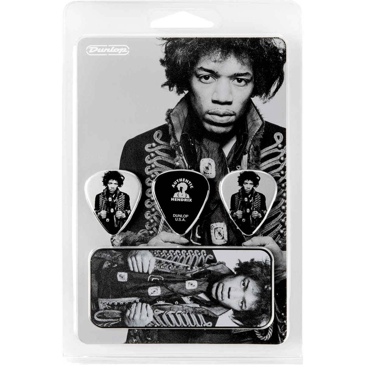 Jimi Hendrix Mankowitz  Pick Tin by Dunlop | 6 Plectrums in Collectors Tin | ADU JHCT14H