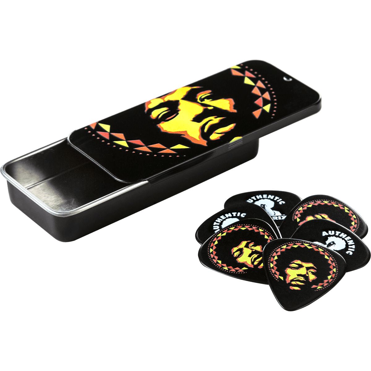 Jimi Hendrix Aura Mandala Guitar Pick Tin by Dunlop | Contains 6 Guitar Picks