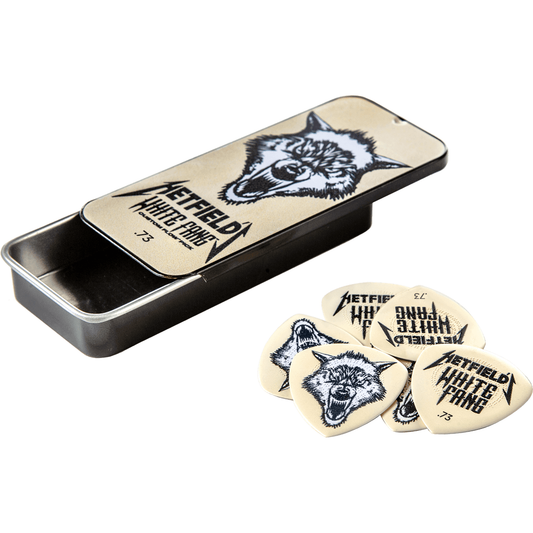 James Hetfield White Fang  Guitar Pick Tin by Dunlop | 6 0.73mm Plectrums in Collectors Tin | ADU PH122T073