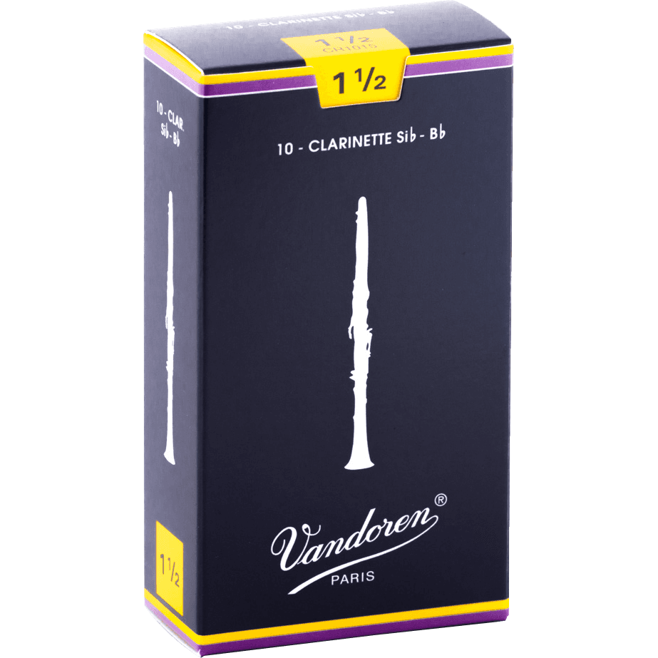 Vandoren 1 1/2 Classic Blue Bb Clarinet Reed | Strength 1 1/2 | Single Traditional Reed