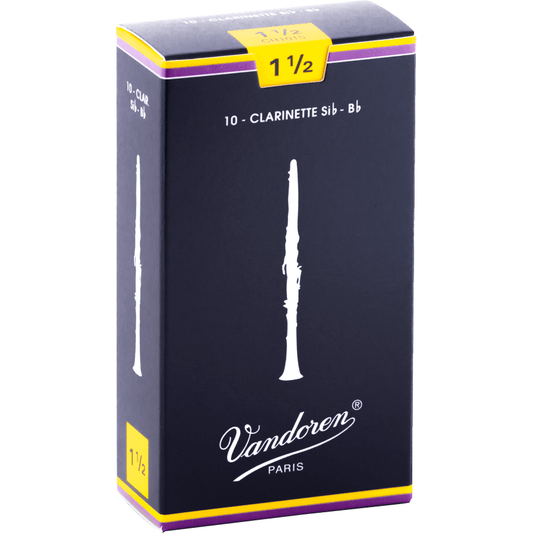 Vandoren 1 1/2 Classic Blue Bb Clarinet Reed | Strength 1 1/2 | Single Traditional Reed