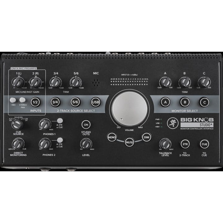 Mackie Big Knob Studio+ 4x3 Studio Monitor Controller and USB Audio Interface | 2 Mic Preamps | 4 Selectable Stereo Inputs | 3 Selectable Stereo Outputs and Talkback