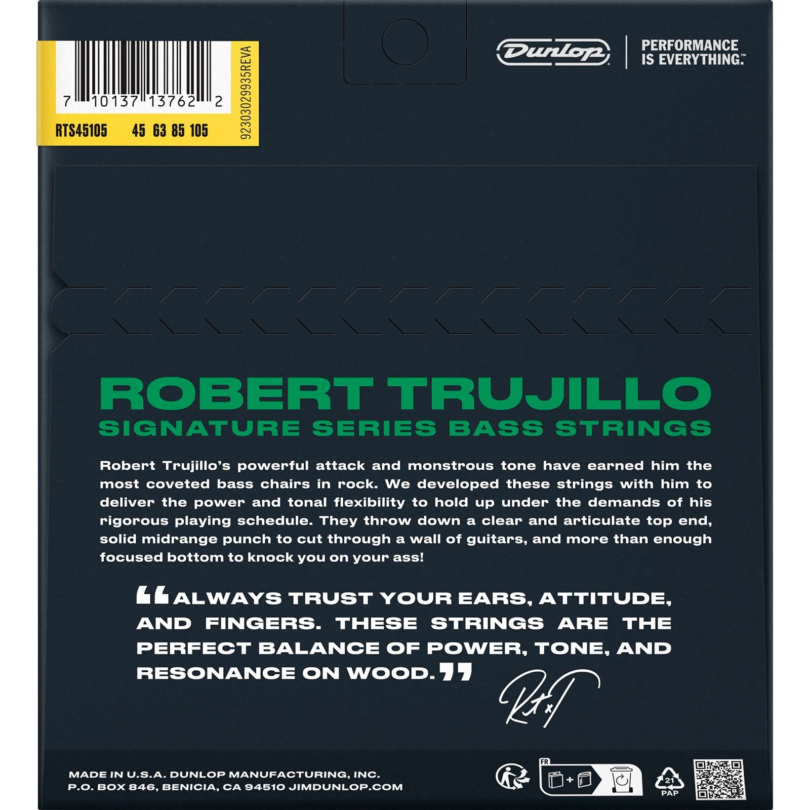 Dunlop Robert Trujillo Signature Electric Bass Guitar Strings 45-105 | Nickel Wound