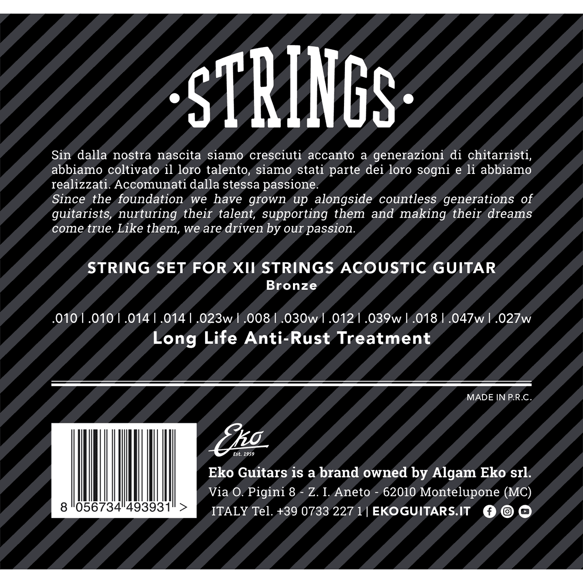 EKO Bronze 12 String Acoustic Guitar String Set | .010 - .047