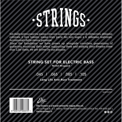 EKO 45-105 Electric Bass Guitar String Set | Long Life Anti Rust Treatment | EB45105M
