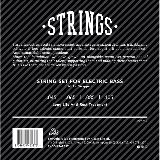 EKO 45-105 Electric Bass Guitar String Set | Long Life Anti Rust Treatment | EB45105M