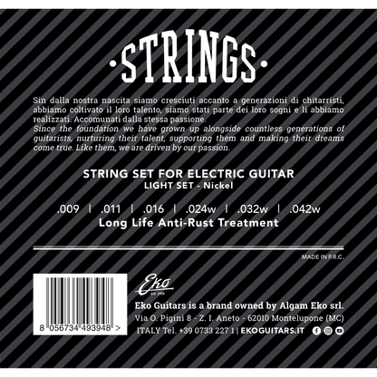 EKO Electric Guitar Strings Set | .009 - .042 | Nickel Extra Light