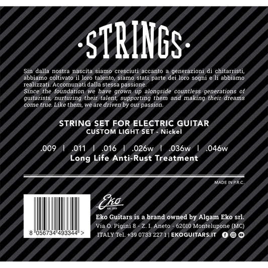 EKO Electric Guitar String Set | .009 - .046 | Nickel Custom Light